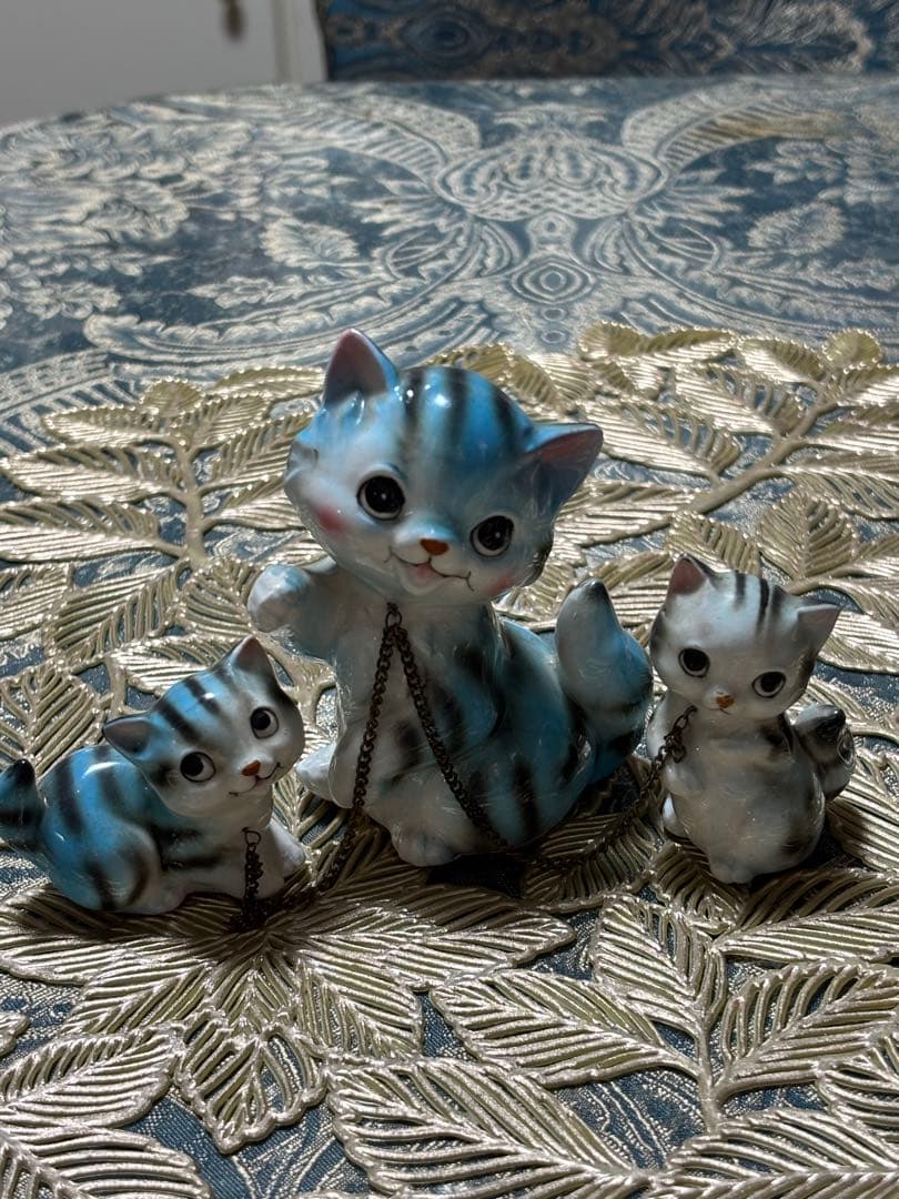 その他 SET OF VINTAGE CERAMIC BIG EYE KITTY CAT