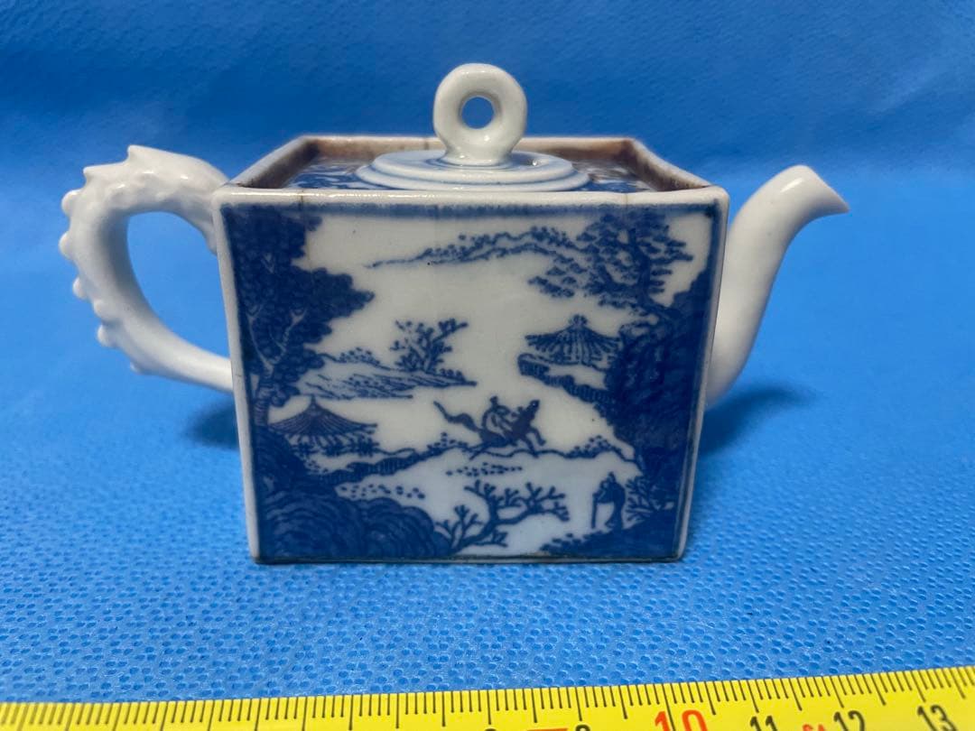 京都洛東　鳳瑞の四角い陶器急須　水注　湯さまし　珍品