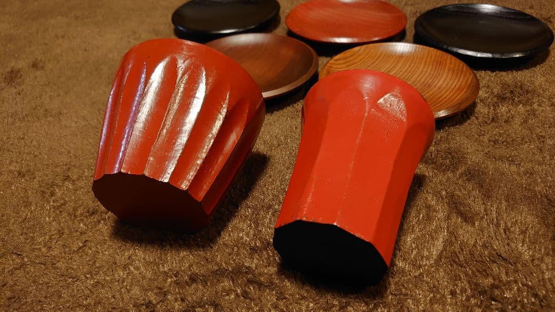 輪島塗　漆器　盃　高杯　茶托　セット　７客