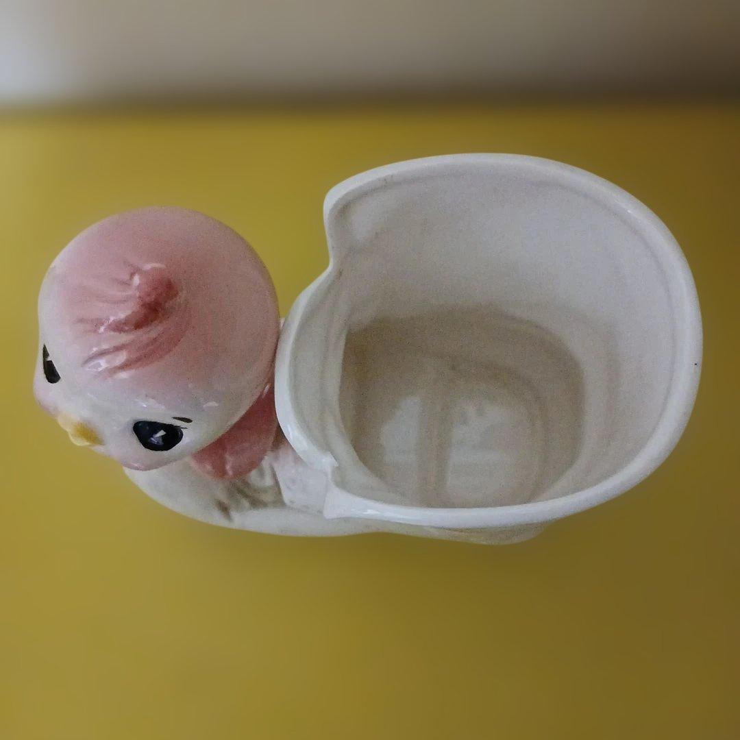 昭和レトロ　小鳥　靴型　陶器　プランター