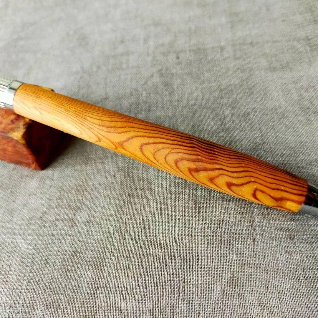 屋久杉　ハンドメイド　木軸ボールペン　G2　天然木　シルバー