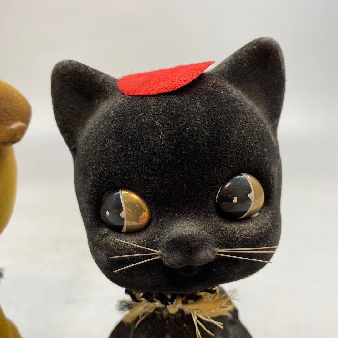 当時物　首降り人形　黒猫　子犬　置物　レトロポップ　昭和レトロ　２体セットm7