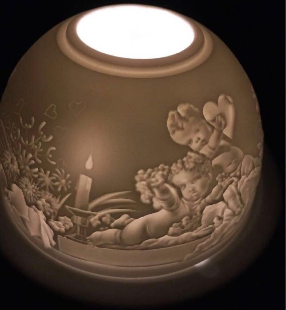 値下げlimogesフランス製￼磁器￼の天使ランプキャンドル付き￼ 美品レア物￼
