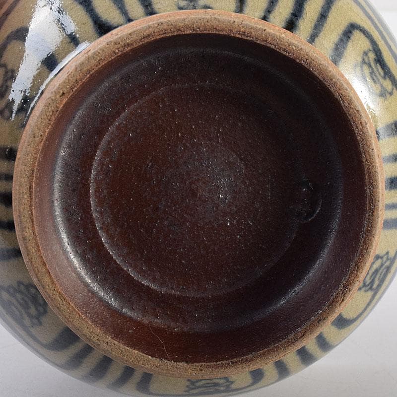 茶道具　膳所焼　陽炎園造　淡海ぜぜ　唐草文茶碗　共箱　C　8015