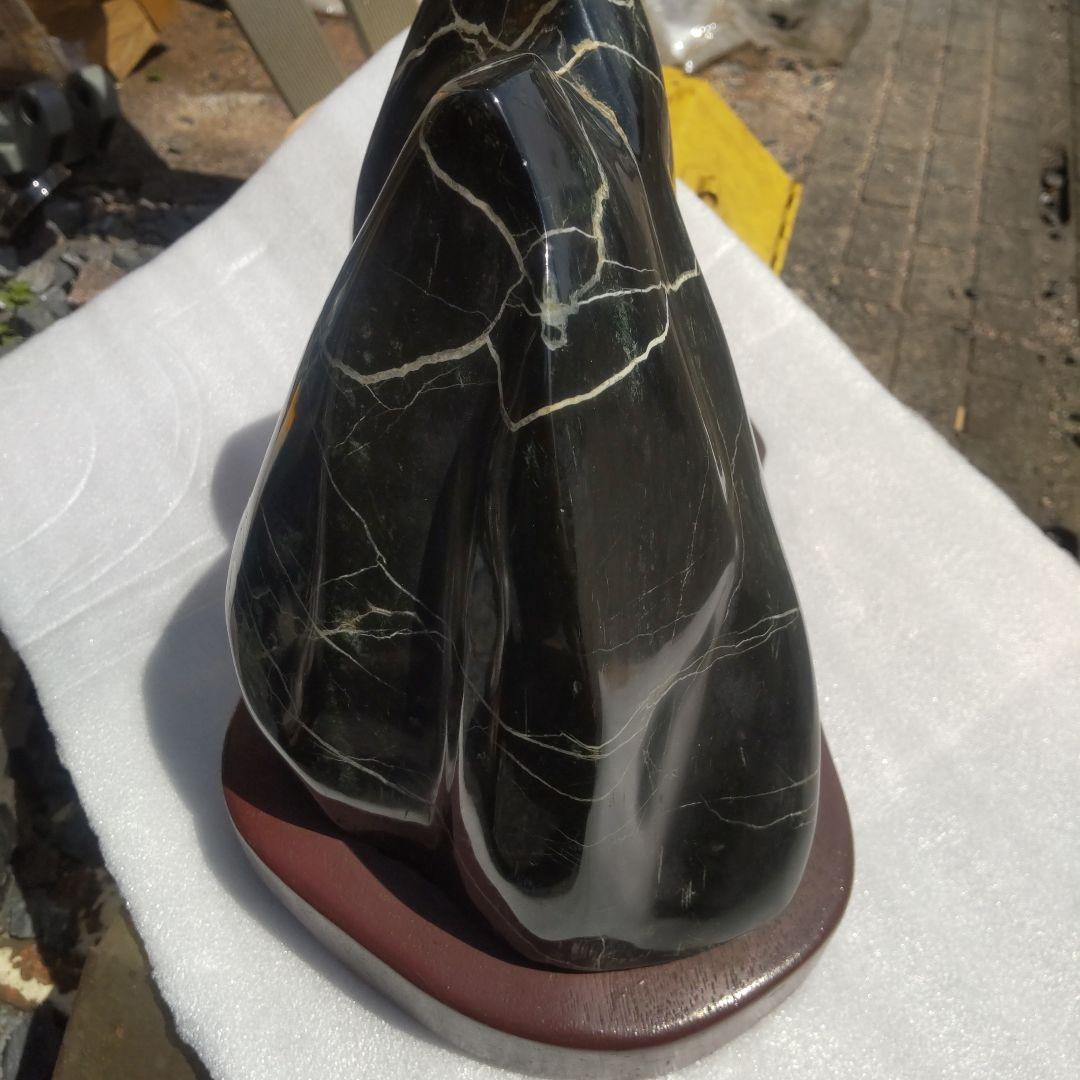 黒い石の彫刻 有機的な形状