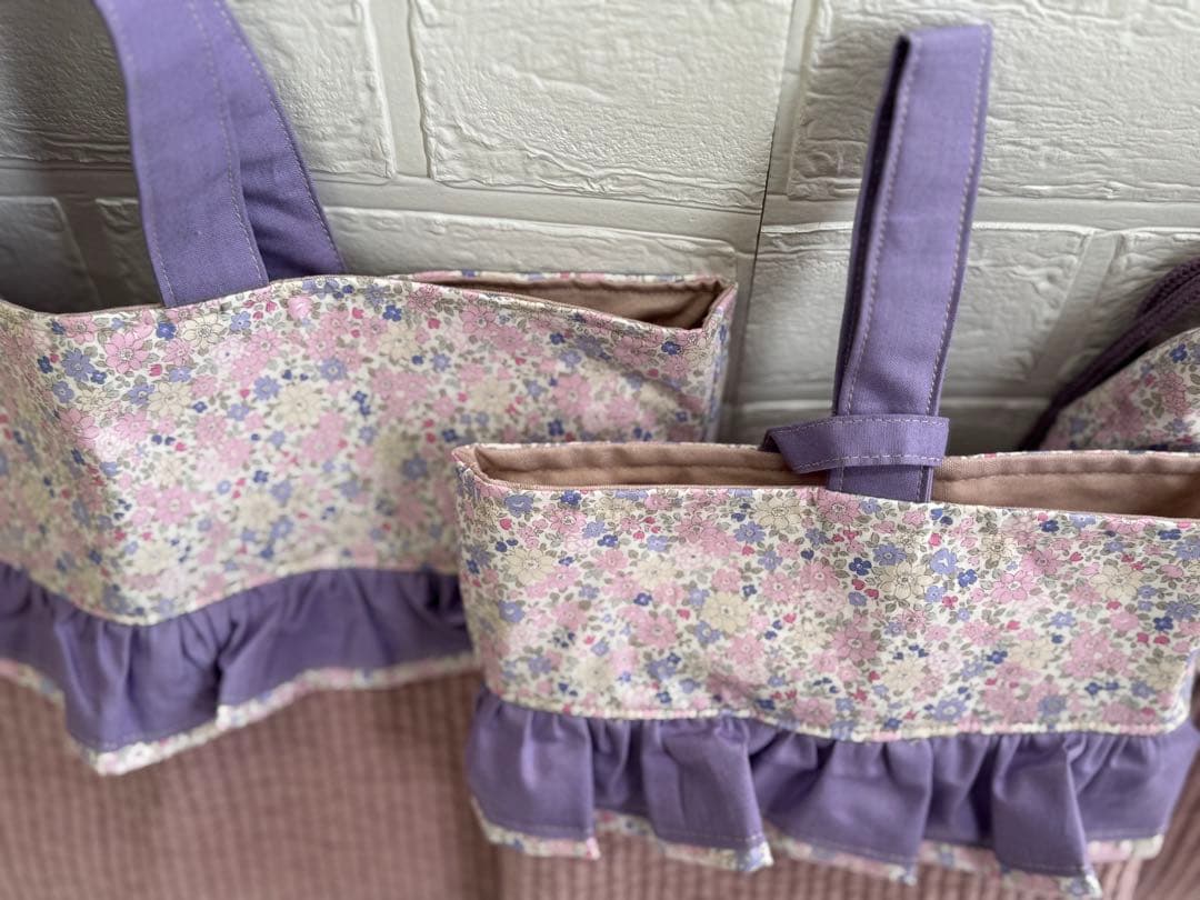 3点set ヌピ　花柄　レッスンパック　上履き袋　体操服袋　入園　入学　花柄