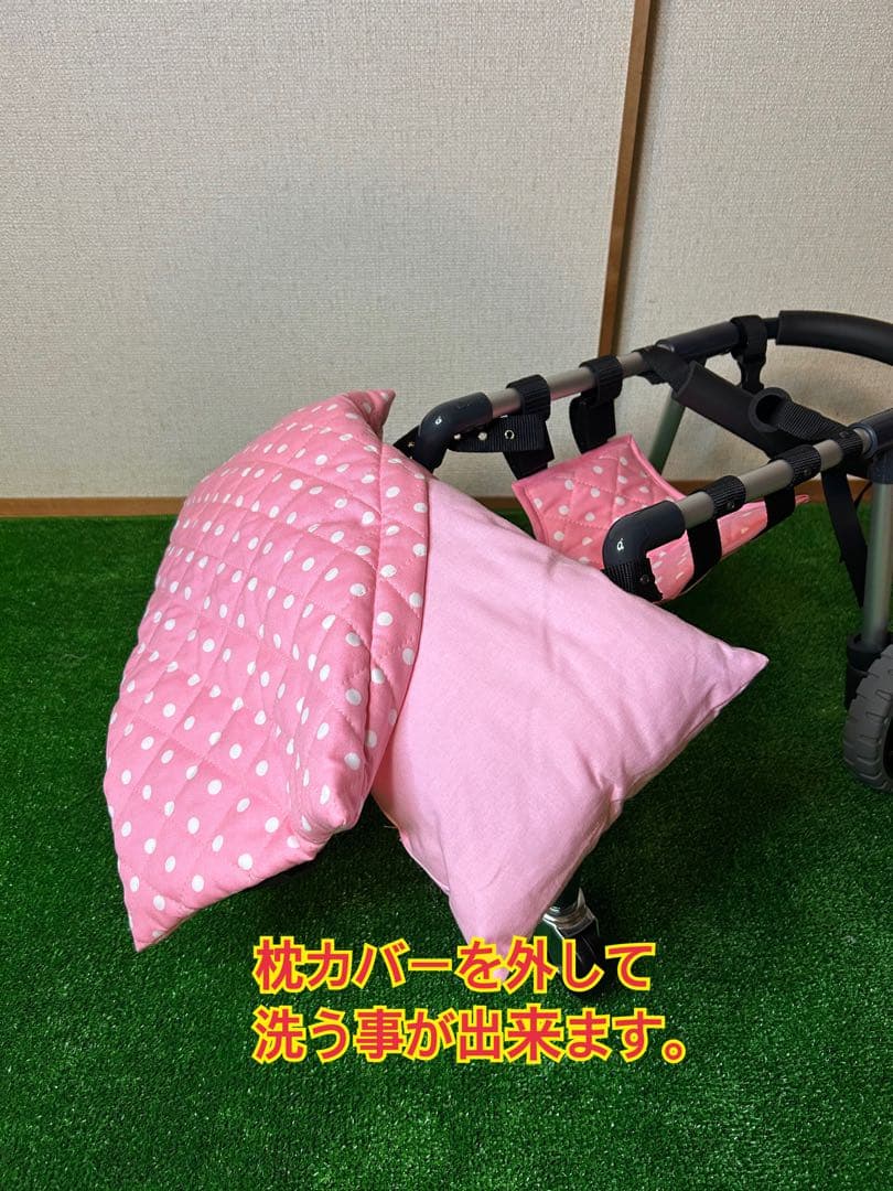 小型犬4輪車椅子　犬用車椅子　介護用　顎のせ枕付き　3〜4.5kg