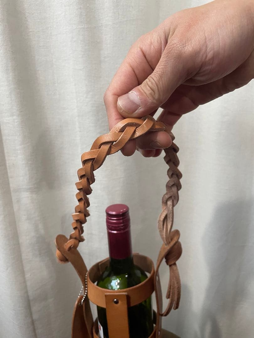 本革ワインバッグ　ハンドメイド　ワインキャリー　花器　花瓶　革製品　レザー