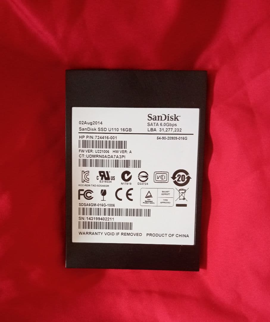 外付けハードディスク・ドライブ HP Sandisk SSD U110 16GB