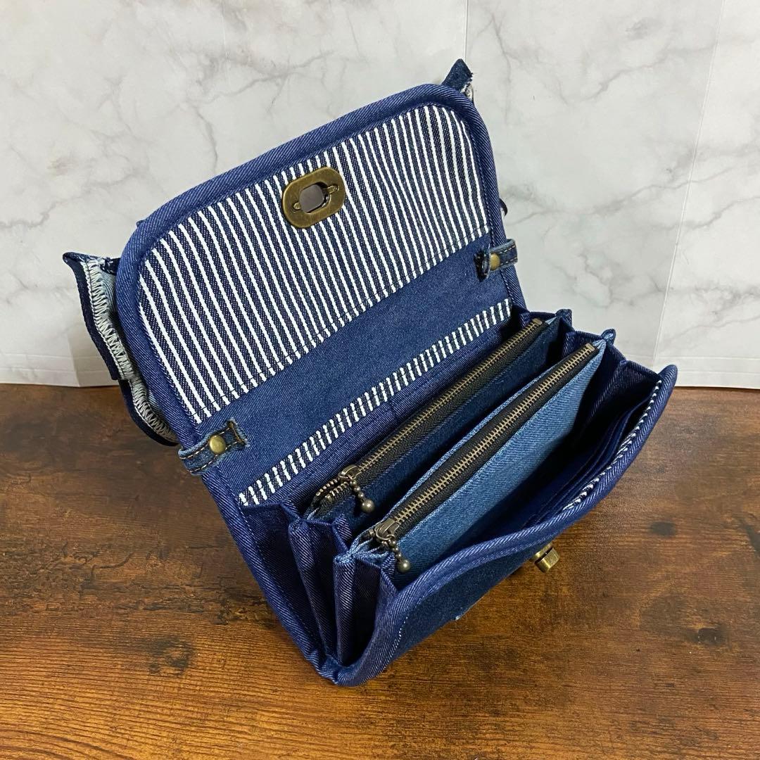 No.38 デニムリメイク【フリル付き 長財布】お財布バッグ ハンドメイド