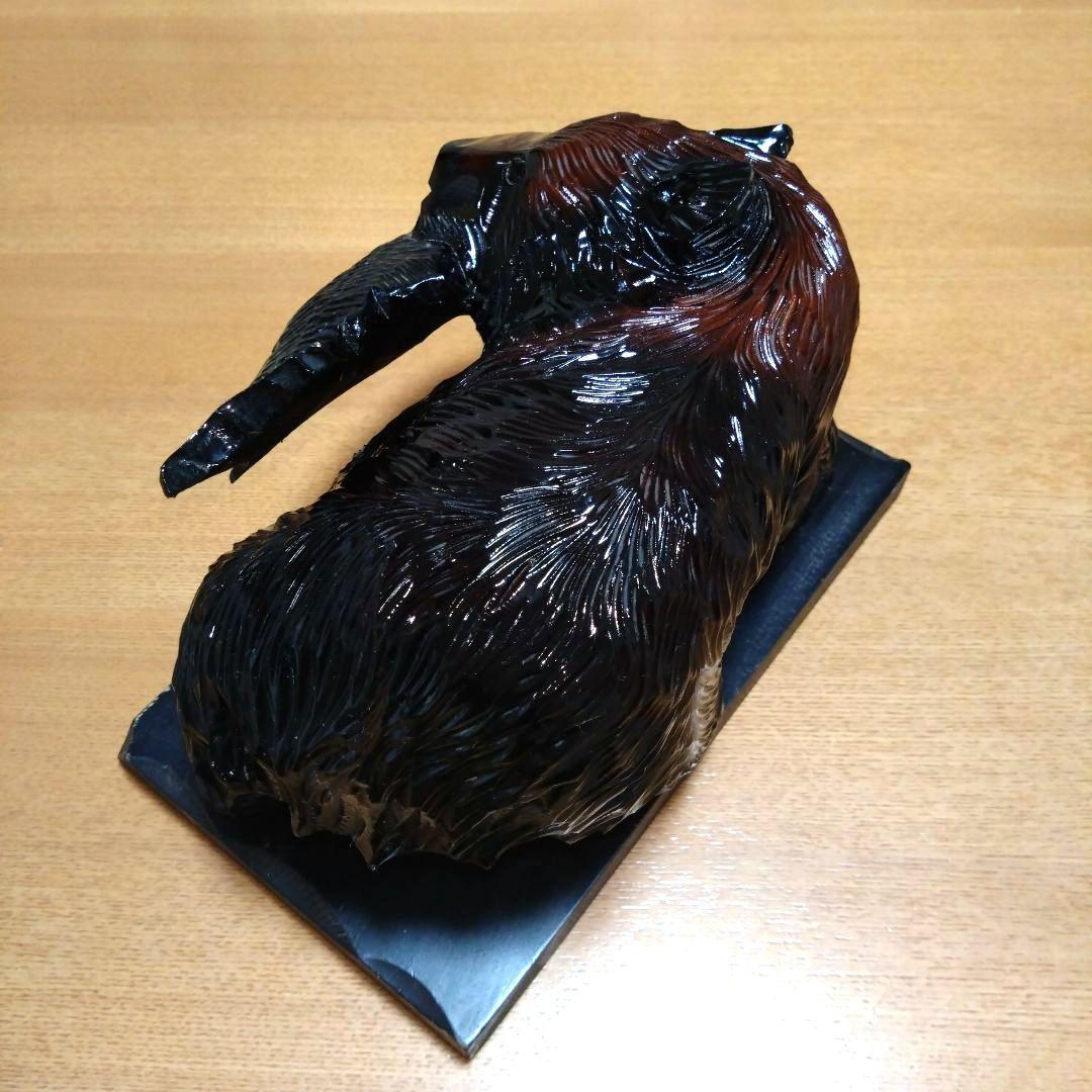 ◆鮭を咥えた熊の置物◆木彫り◆北海道民芸品◆伝統工芸品◆昭和レトロ◆ビンテージ