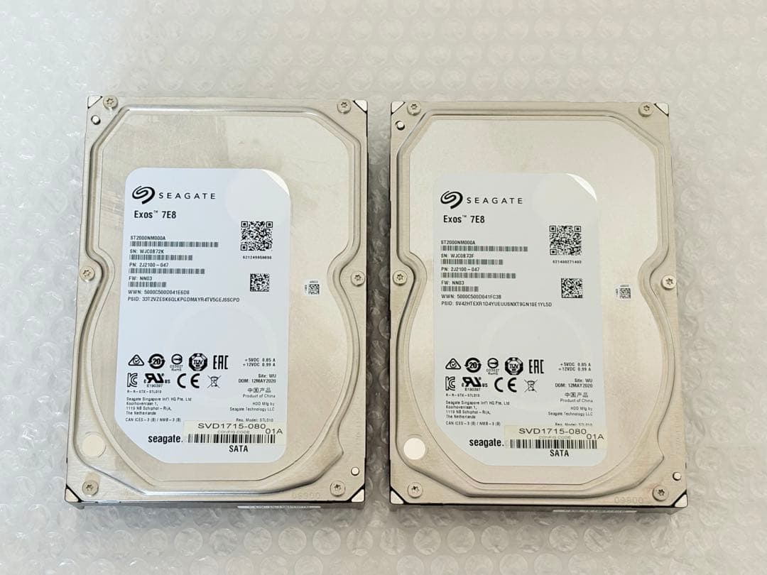 SEAGATE EXOS 7E8 SATA HDD 2TBx2台(合計4TB)