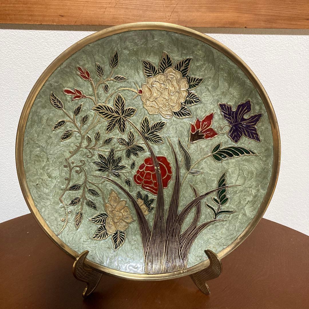 ムガール美術工芸品　花柄装飾皿