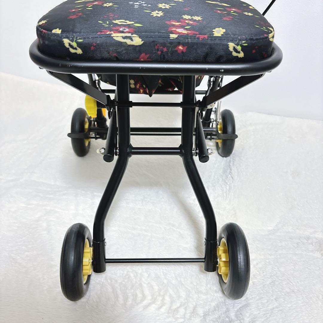 幸和製作所 シルバーカー 手押し車　プチカ SICP01 黒　フラワー　花柄