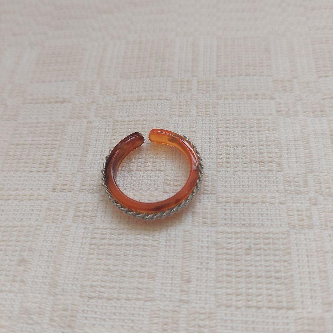 pewter ring Amber 三つ編みリング
