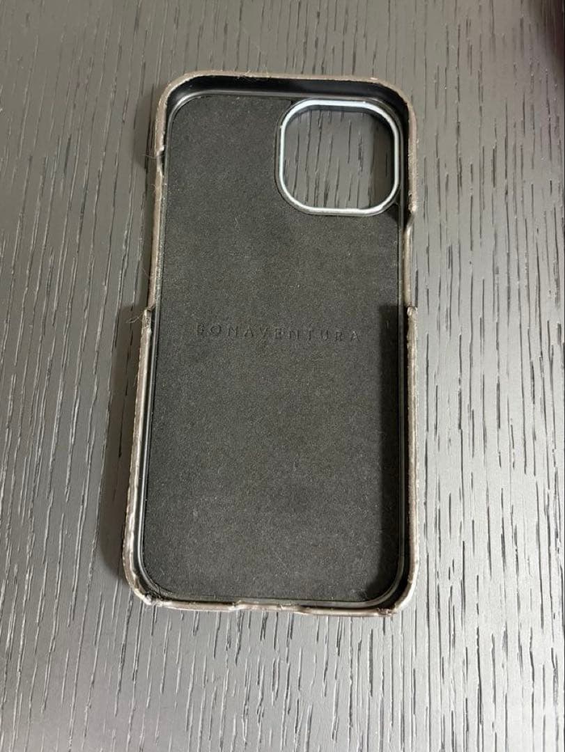 BONAVENTURA iPhone15ケース シュリンクレザー グレージュ