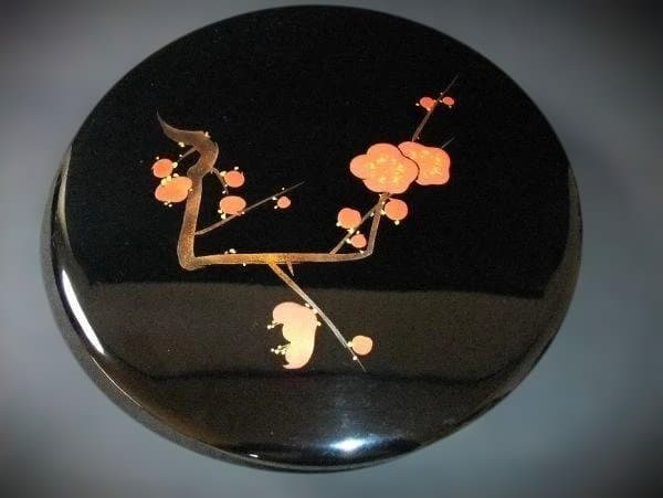 万恵 盛器 加伏葢 梅 蒔絵 平安堂 山田漆器店 天然木 本漆器 共箱
