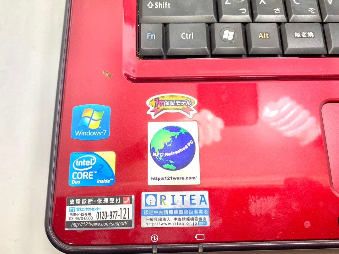 NEC LaVie ノートPC レッド ACアダプター付き