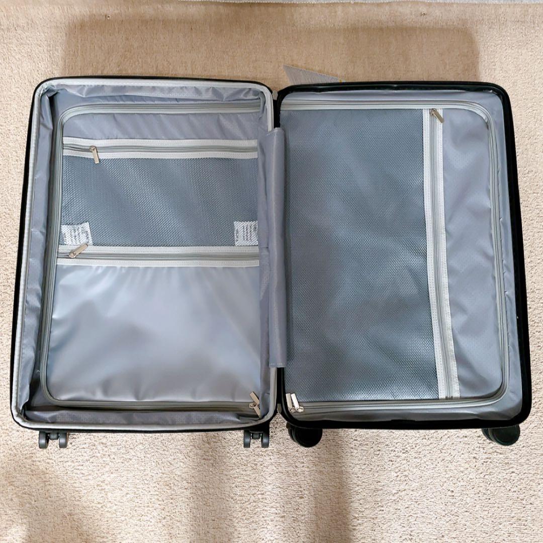 スーツケース ファスナー式 キャリーバッグ 拡張USB充電 70L 黒 TSA