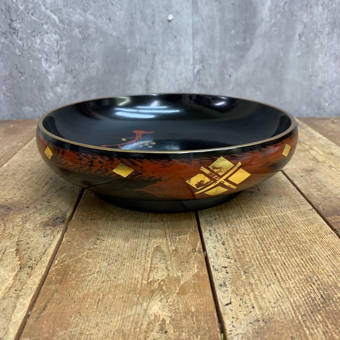 D-5 【特撰】本漆塗 菓子器 朱画 蒔絵 漆器 飛騨高山 けやき工芸 共箱付き
