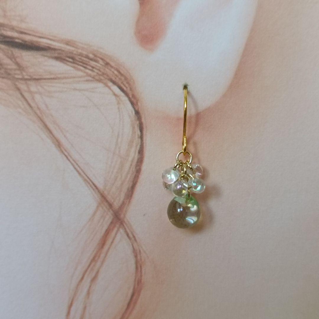 No.344 コロンとした鈴丸ビーズのピアス ハンドメイド
