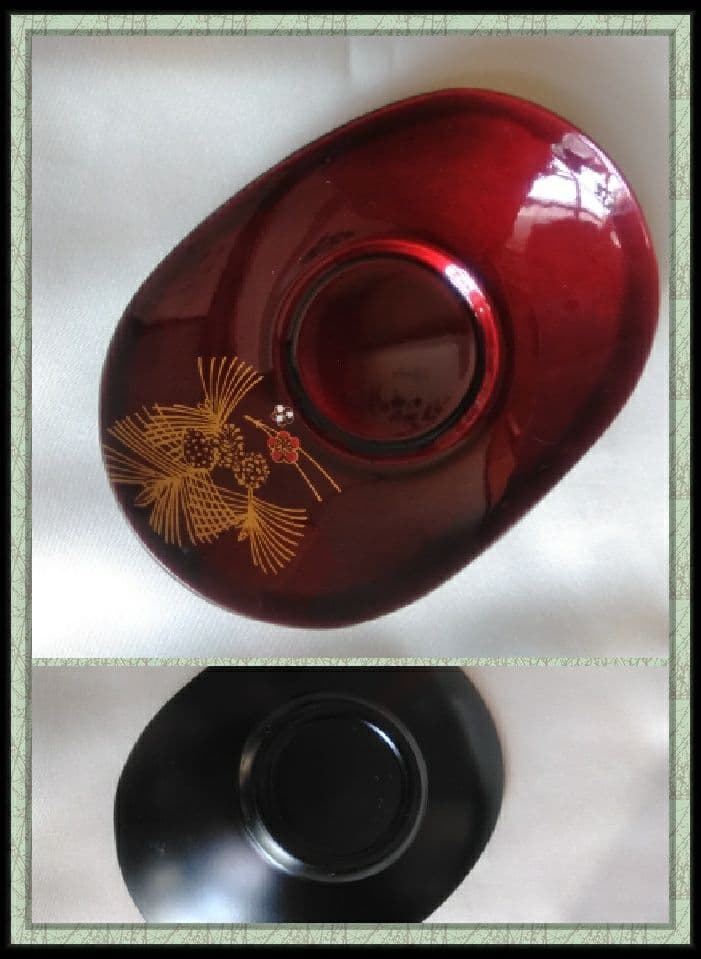 玉虫塗　茶托　五客