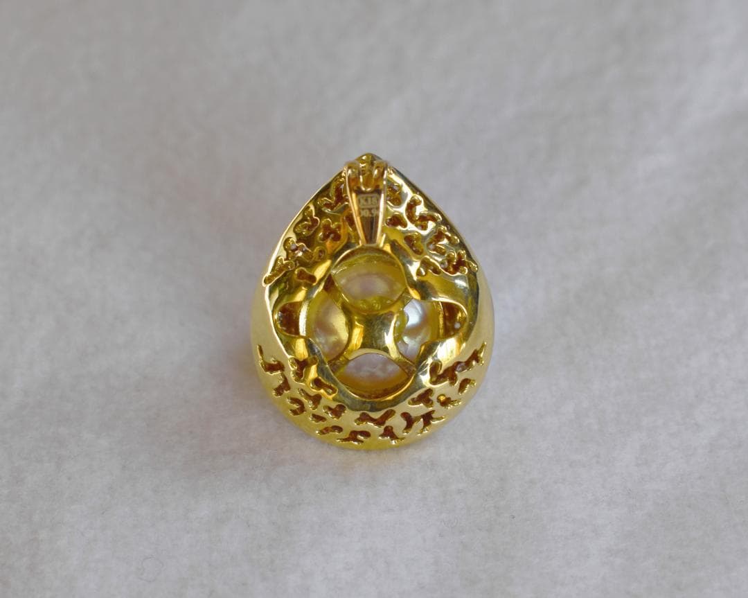 【新品】１８Ｋ　豪華なパールペンダントトップ　ダイヤ付き