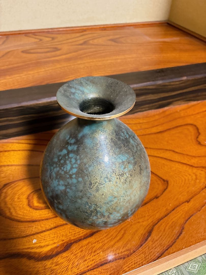 【箱付き】竹鳳造 青銅花瓶 高岡銅器 花器 花入 桐箱付 茶道具 華道具