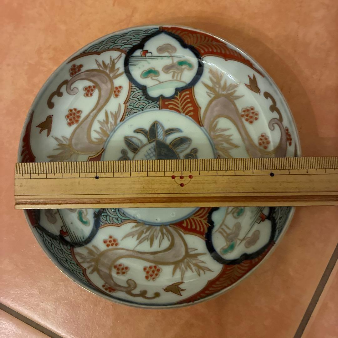 【美品】 5 古伊万里 金蘭手 見込桃 角冨印 時代物
