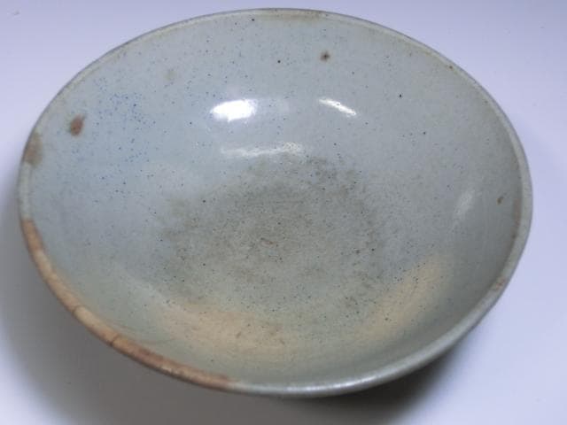 鉢【希少】古染付 花唐草紋平茶碗 清代 唐物 古い染付の鉢 古茶碗 酒盃■