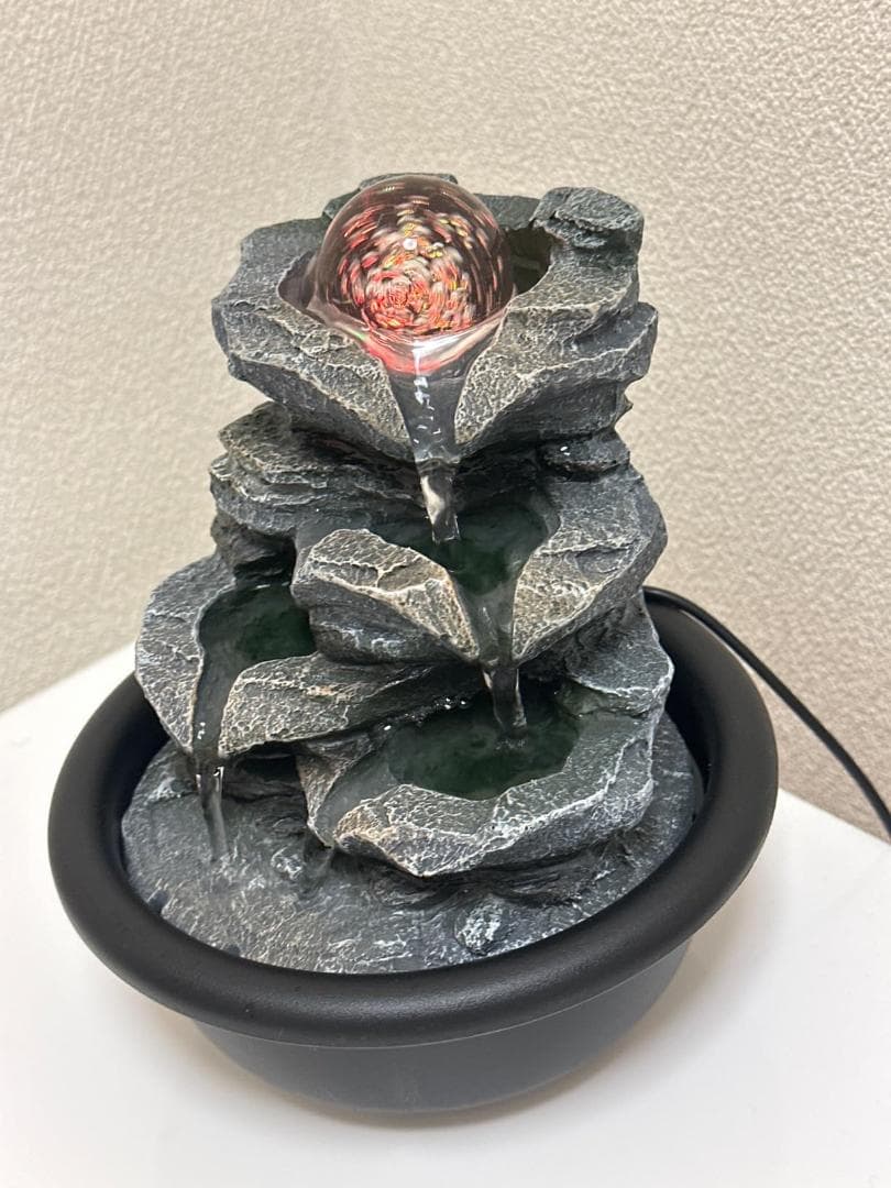 Boono 卓上噴水 癒し インテリア LED水晶ボール 水の音 噴水 インMM