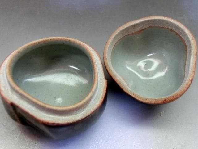 香合■膳所焼【陽炎園】淡海ぜぜ 岩崎新定 桐共箱 お茶道具 時代物 骨董品■