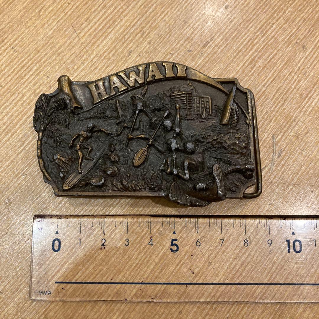 Hawaii サーフィン 彫刻 金属製 ベルトバックル