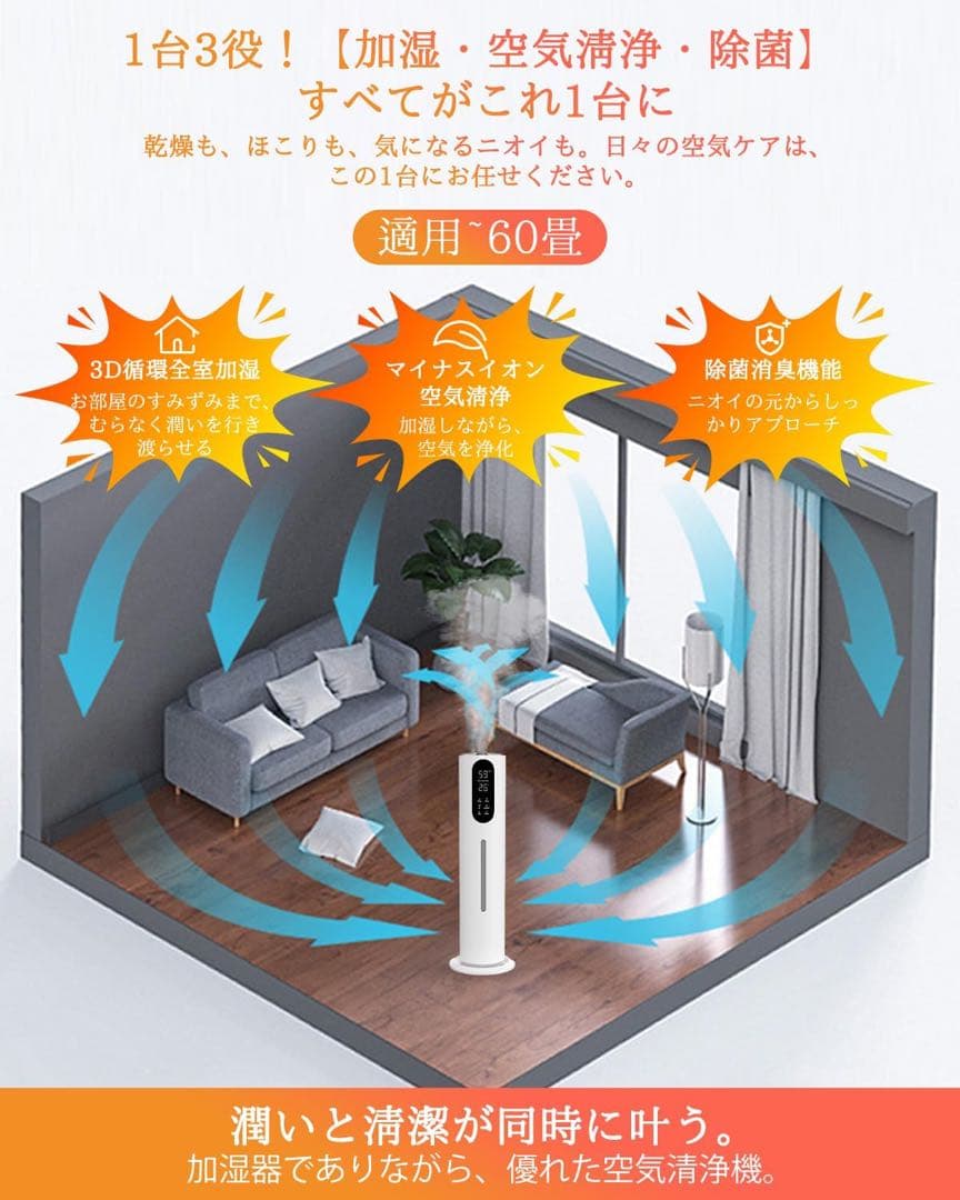 加湿器 7.5L 大容量【2025年新モデル】