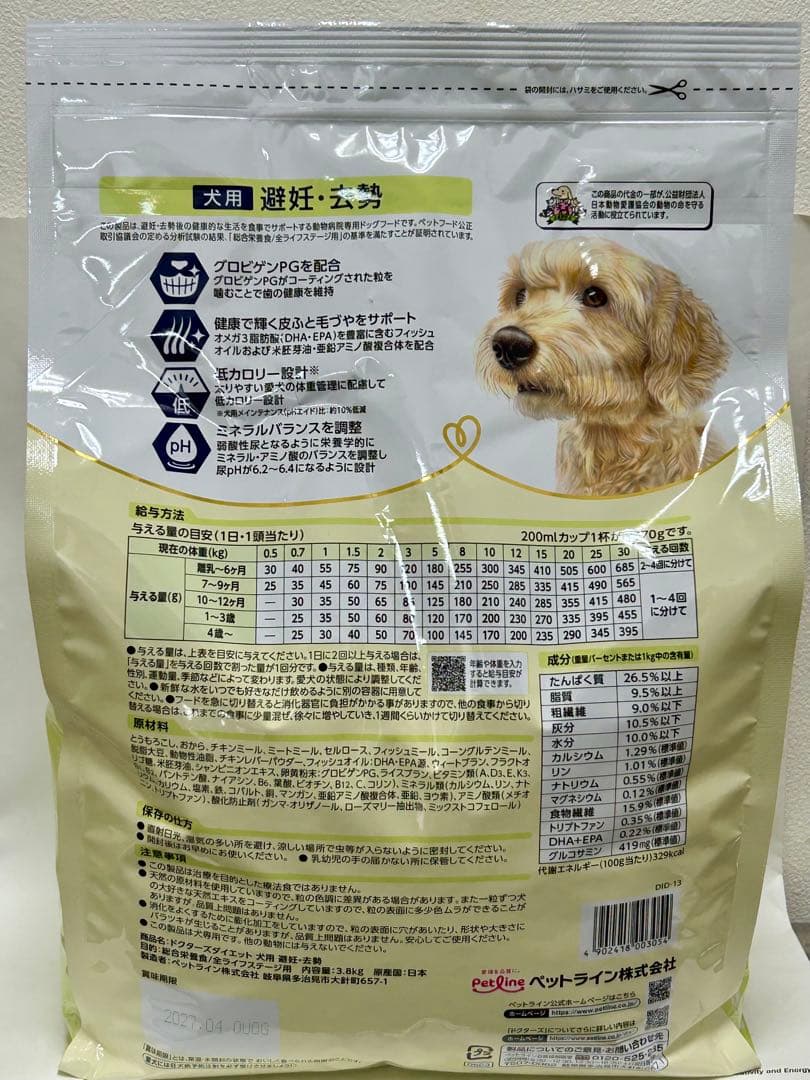 ドクターズダイエット 避妊・去勢 犬用 3.8kg 1袋