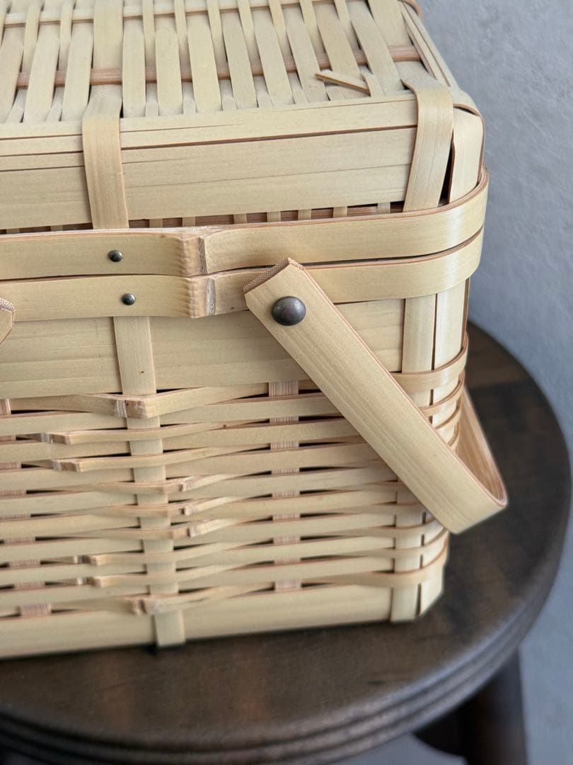 おじろ角物店 蓋付きかご 未使用品