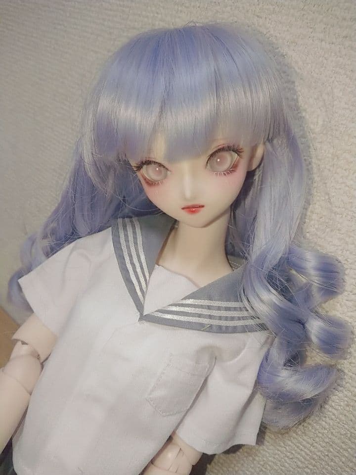 【DDフルセット】カスタムヘッド、ボディ、衣装、ウィッグ【セミホワイト】