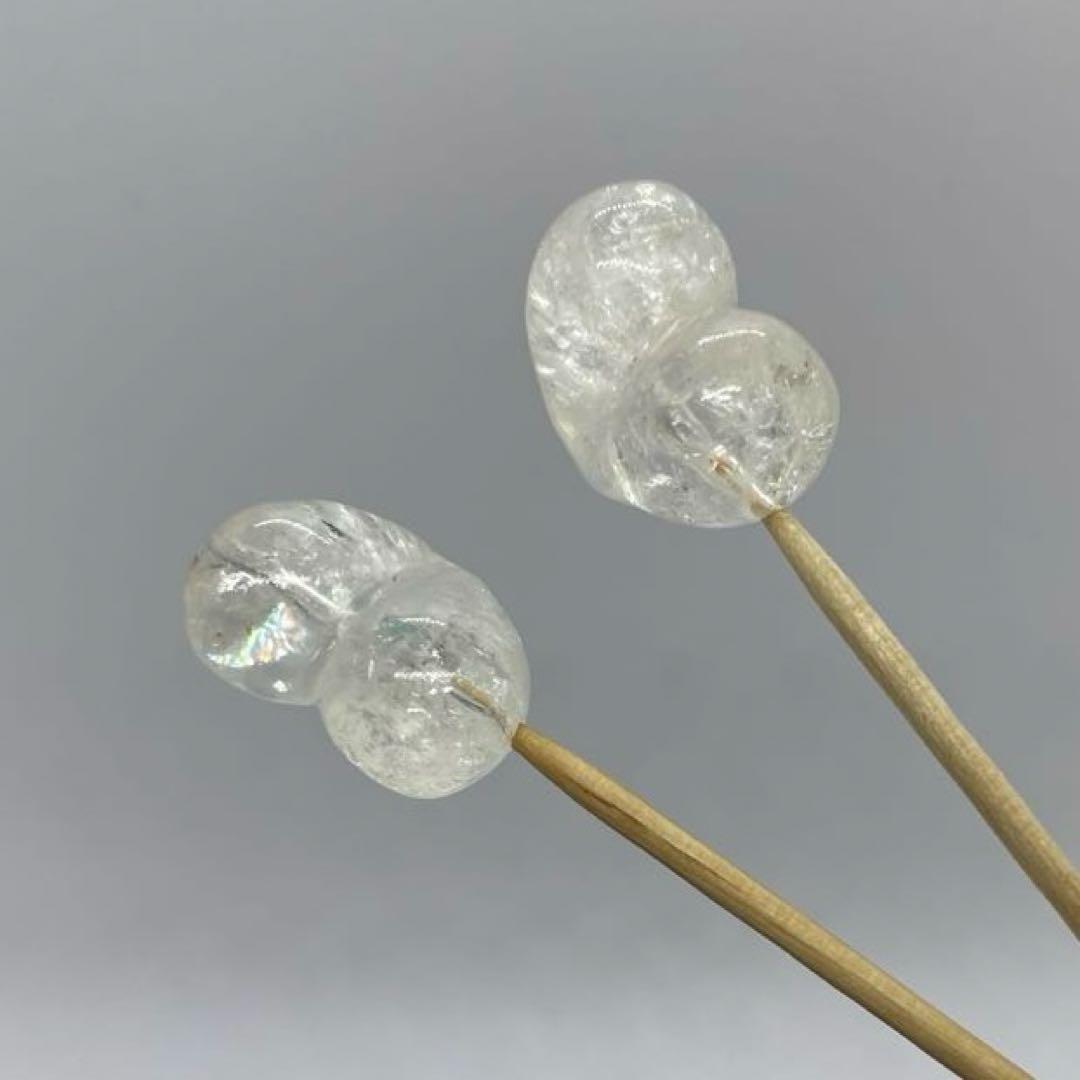 【 桜咲　紫陽花 様 】水晶 ハート パーツ 2個セット