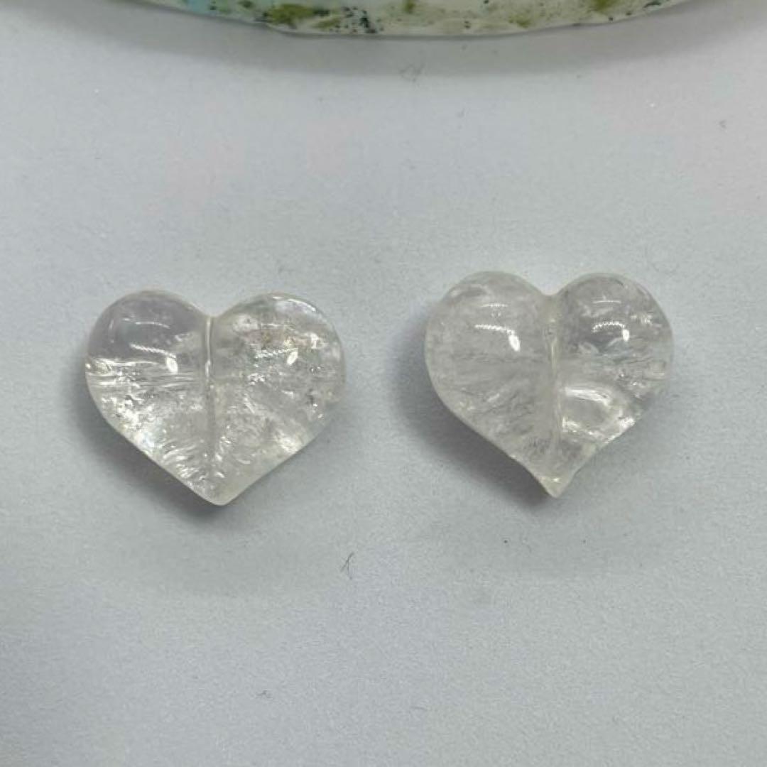 【 桜咲　紫陽花 様 】水晶 ハート パーツ 2個セット