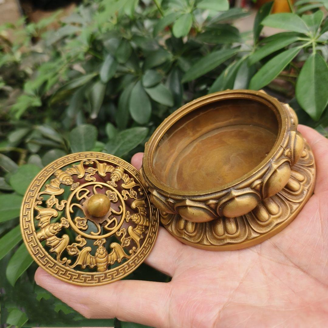 銅製 蓮華香炉 香道具 薫香炉 工芸品 置物