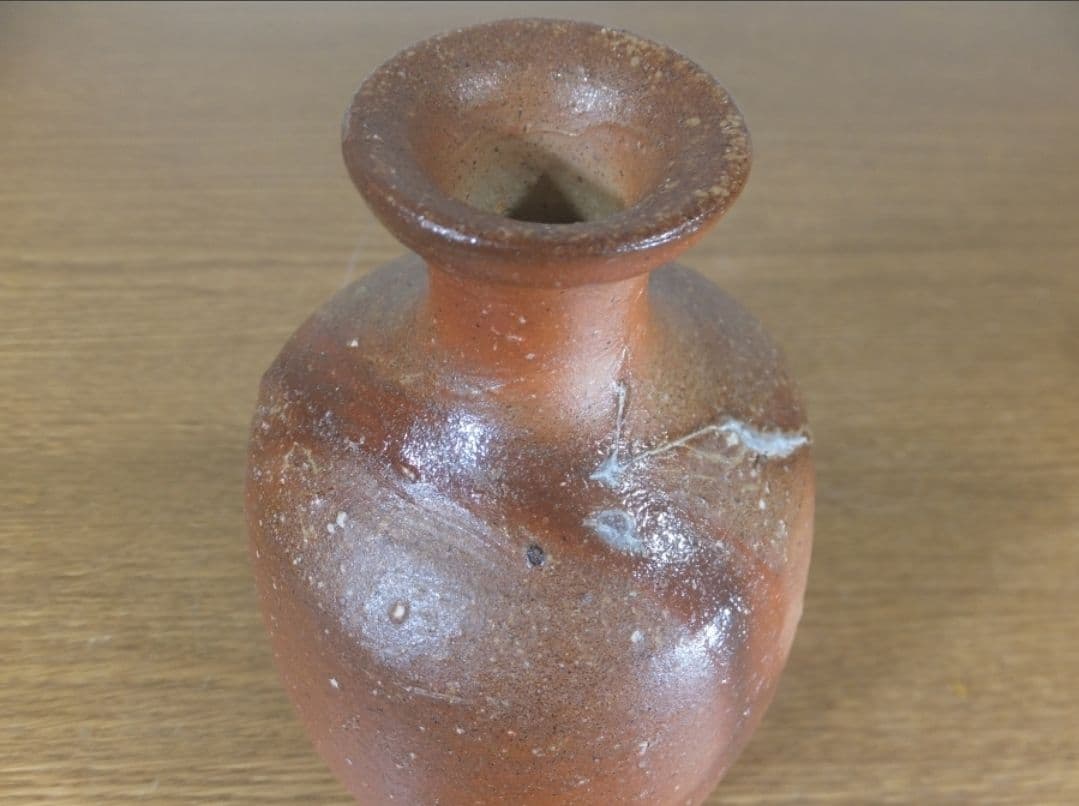 真作保証 伊勢崎淳 自作 備前三角徳利 人間国宝 備前焼 (金重陶陽 藤原啓)
