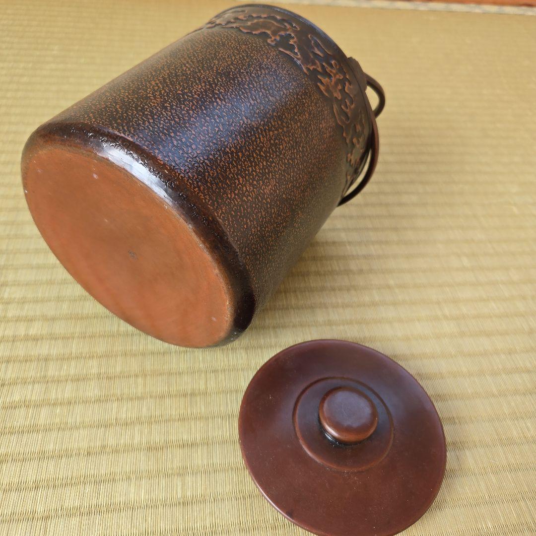 寸銅割手　水注　薬缶　アンティーク　銅製　鎚起工芸　紙箱入り