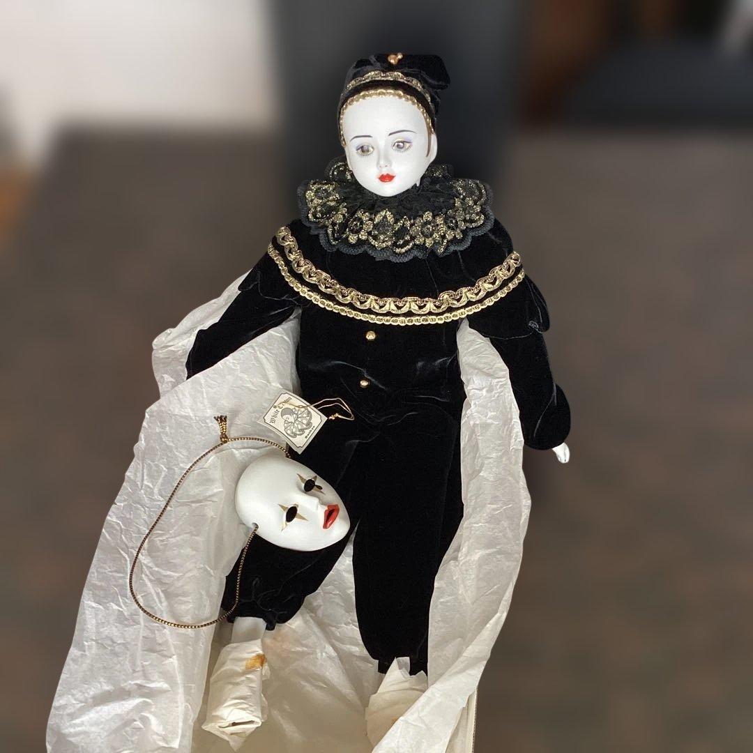 未使用　美品　サンキョー　White Clown ピエロ　ビスクドール箱付日本製