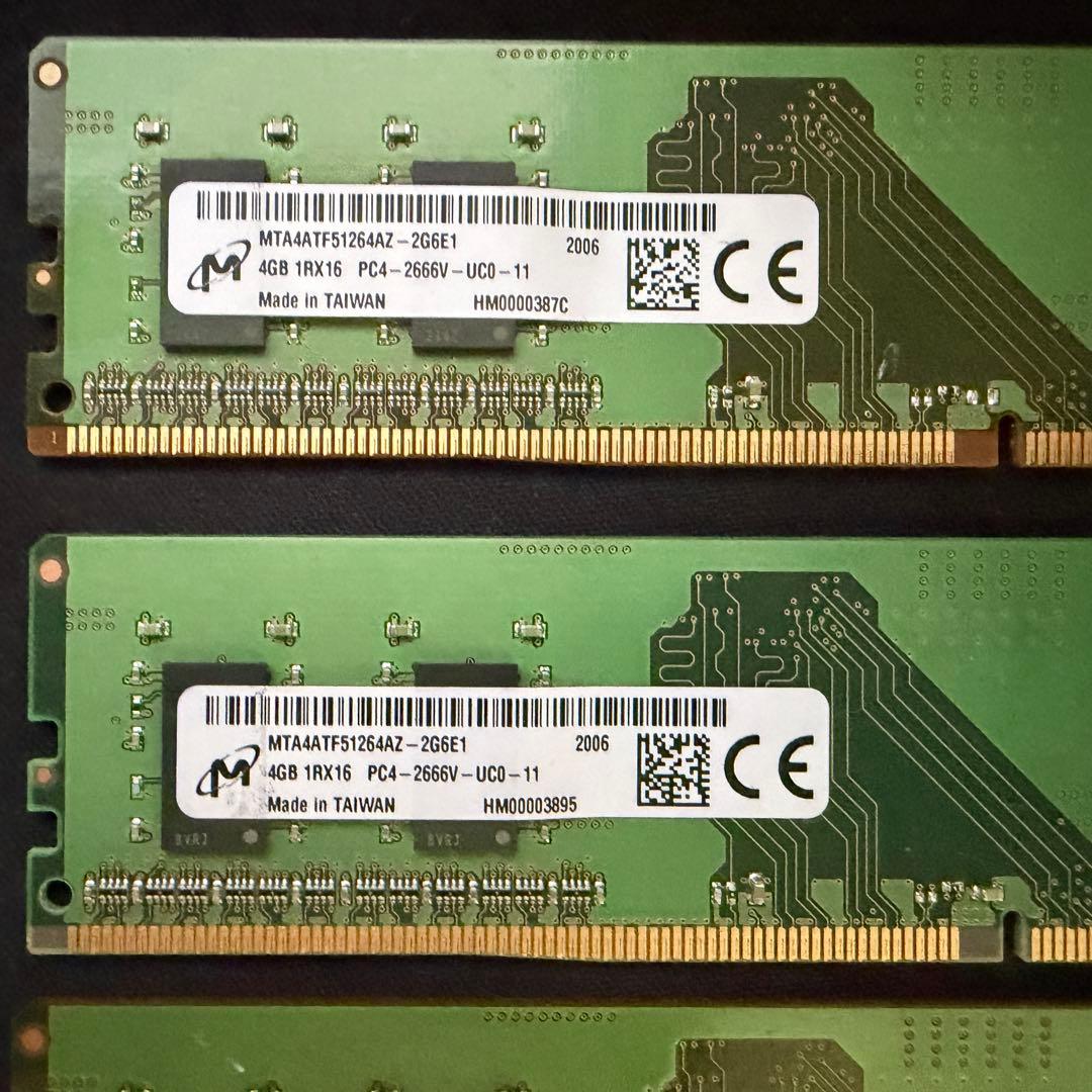 Micron DDR4 4GB 2666MHz 4枚セット　16GB