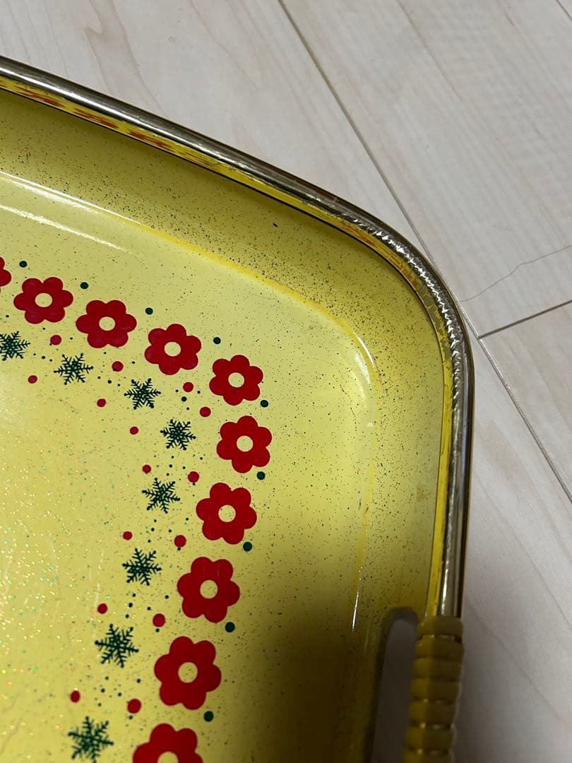 お盆　長手盆　角盆　昭和レトロ　花柄　レザー　トレー　葡萄　漆