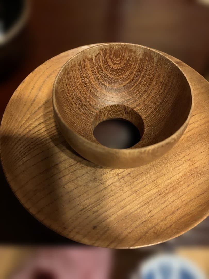 木製天目台と天目茶碗(桶谷定一作ー銘有り)