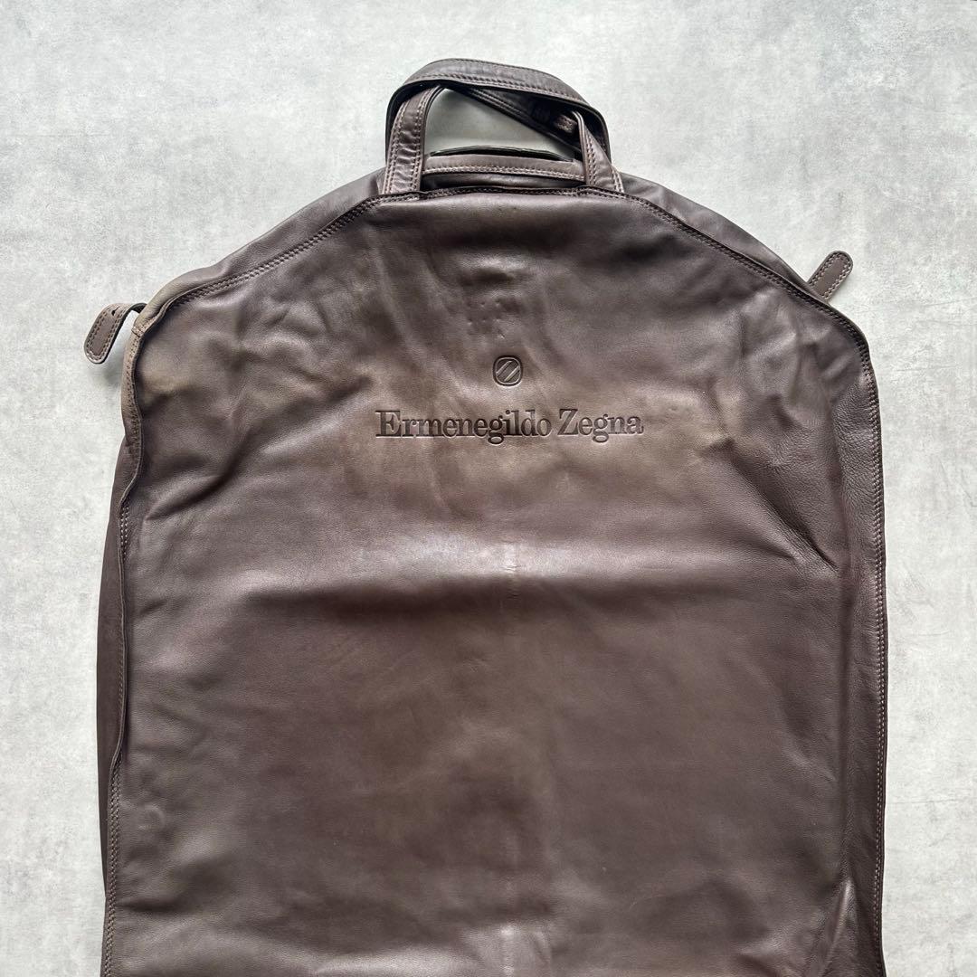 希少✨Ermenegildo Zegna ナッパレザー　本革　ガーメントバッグ