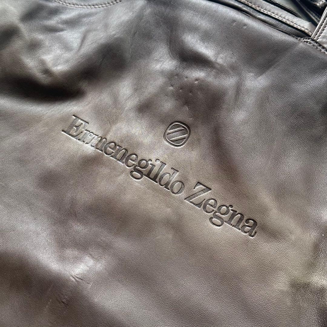 希少✨Ermenegildo Zegna ナッパレザー　本革　ガーメントバッグ