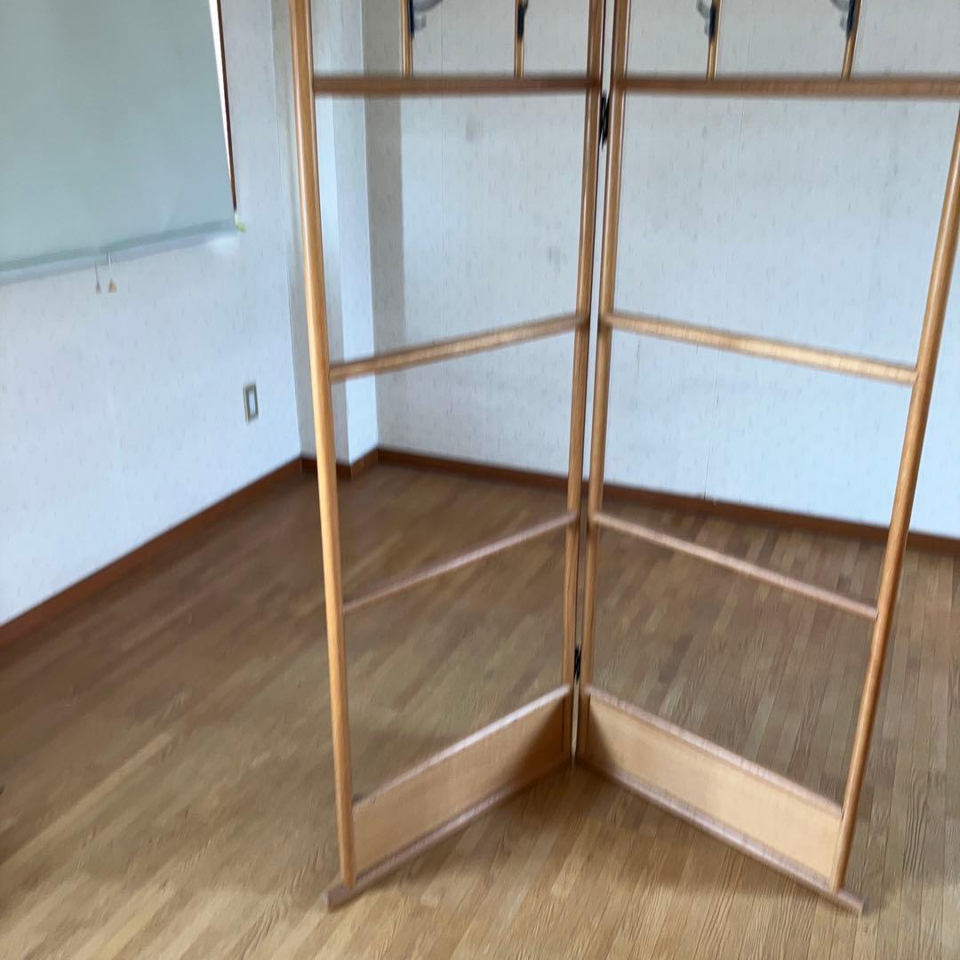 木製二つ折り衣類掛け フック4つ付き