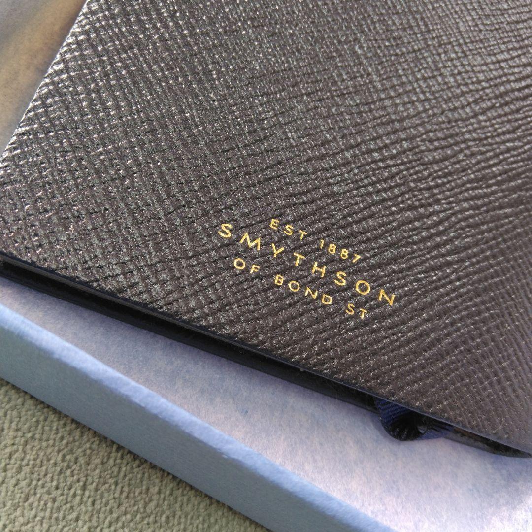 【新品・未使用】SMYTHSON パナマノート 黒レザー金縁